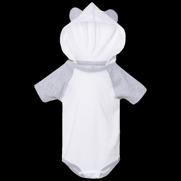 Infant Fine Jersey Raglan Bodysuit with Hood & Ears Thumbnail