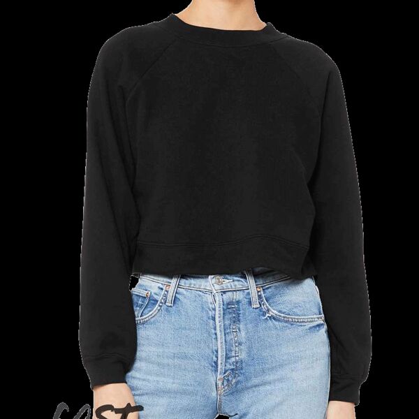 Women's Crop Raglan Fleece Crewneck Sweatshirt Thumbnail